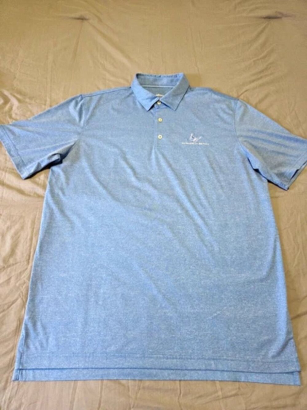 Johnnie-O Mens Golf Polo Shirt L Blue Heather Monarch Beach Resort Performance